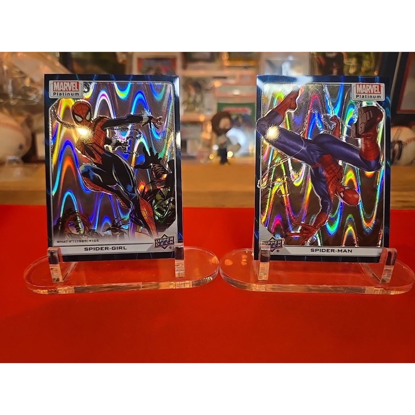 Spider Man And Spider Girl /799 Teal Wave 2023 Upper Deck Marvel Platinum Gemmt