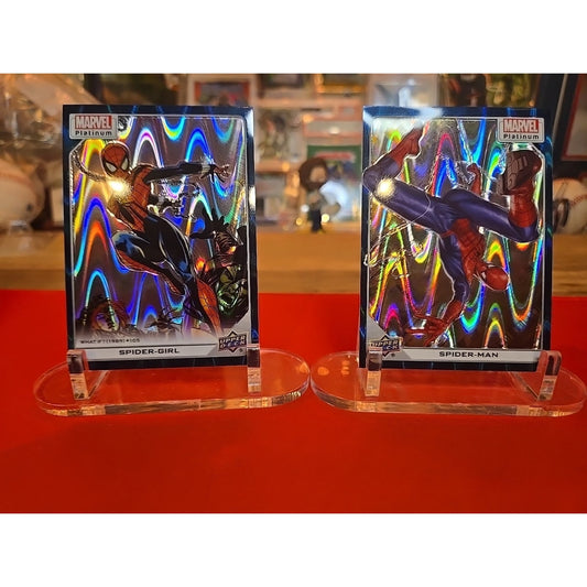 Spider Man And Spider Girl /799 Teal Wave 2023 Upper Deck Marvel Platinum Gemmt