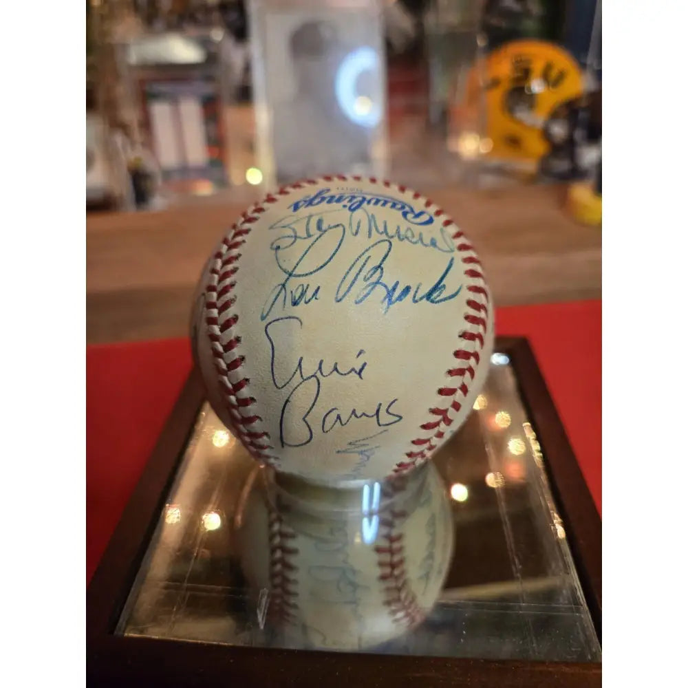 15 HOF Signed Ball In Case Mays,Marichal,Ford,Brock,Carew,Yaz Musial,Banks,Gomez Autographed Baseball