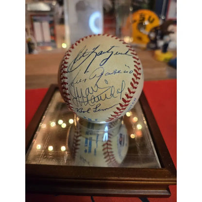 15 HOF Signed Ball In Case Mays,Marichal,Ford,Brock,Carew,Yaz Musial,Banks,Gomez Autographed Baseball