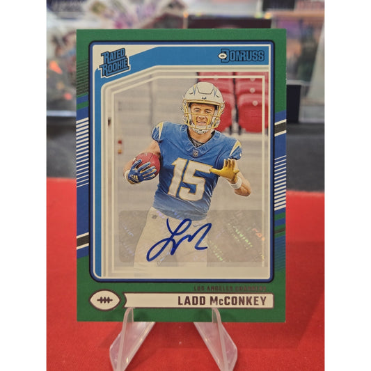 Ladd McConkey Green Autograph Auto RC 2024 Panini Donruss - Rated Rookie #328