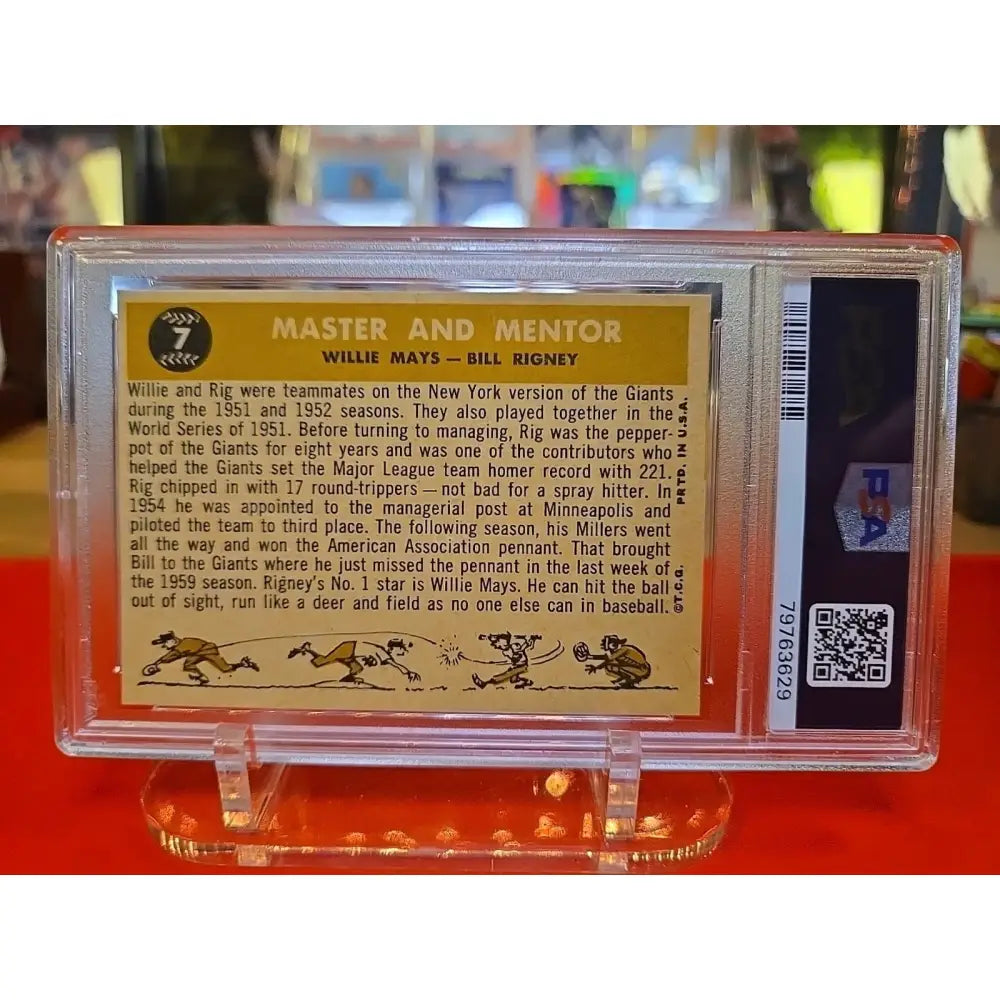 A graded baseball card in a clear protective slab.