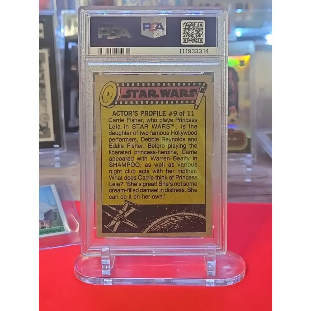 Graded Star Wars trading card featuring Carrie Fisher.