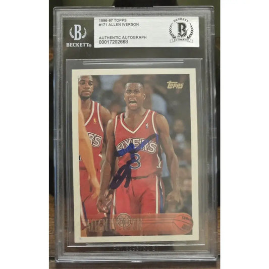 Graded 1996-97 Topps Allen Iverson authentic autographed basketball card