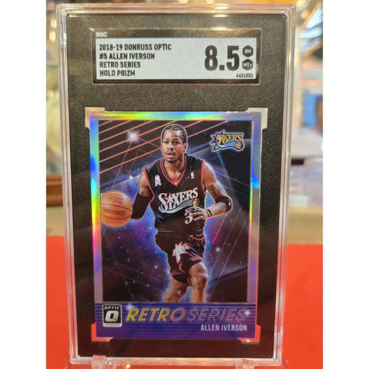 Graded 2018-19 Donruss Optic Retro Series #5 Allen Iverson basketball card.