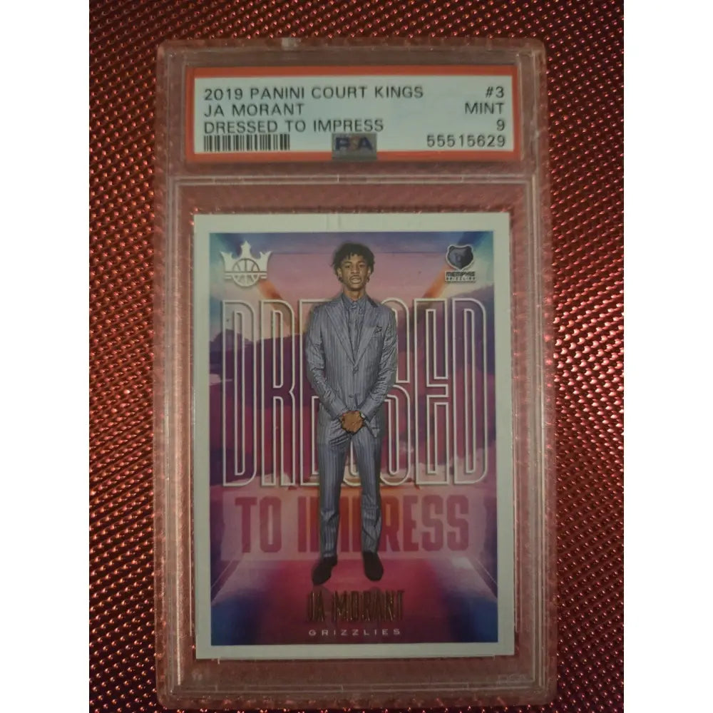 A PSA-graded 2019 Panini Court Kings Ja Morant ’Dressed to Impress’ basketball trading card.
