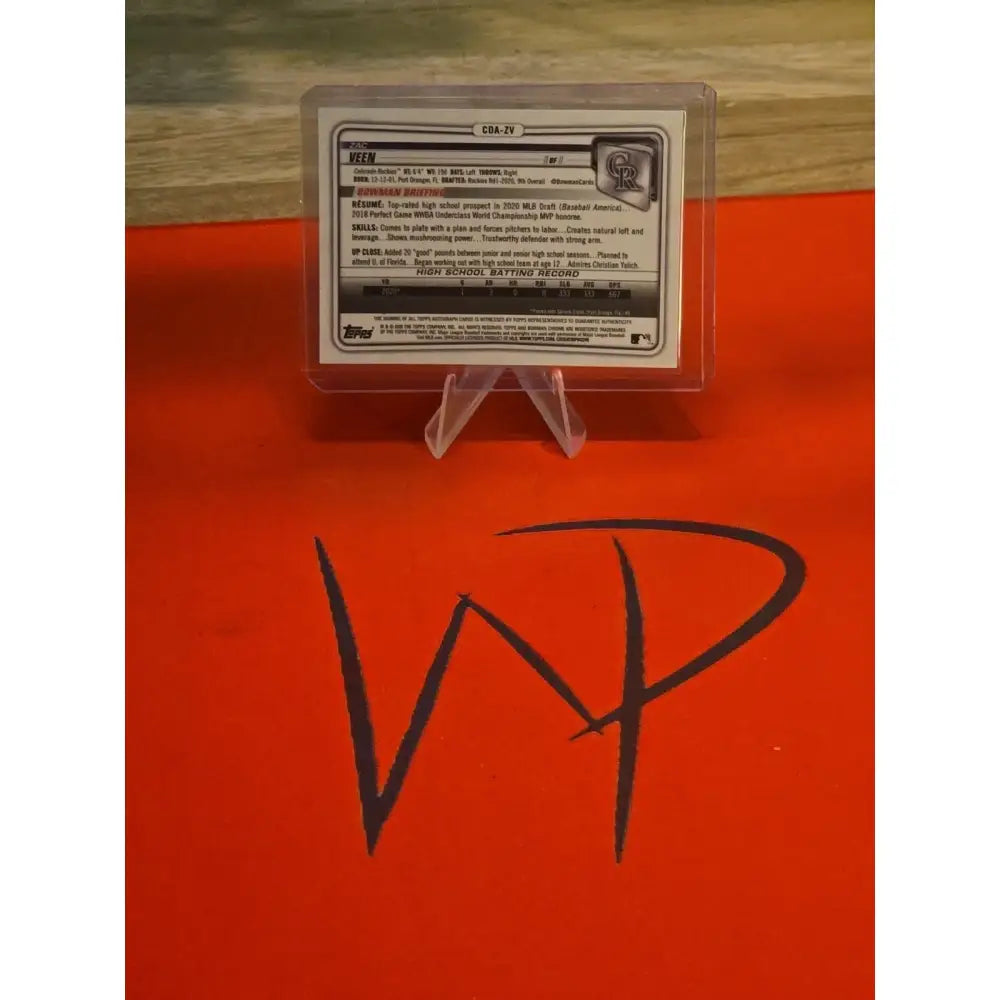 2020 Bowman Draft Chrome Draft Picks Autographs Zac Veen #CDA ZV (AU RC)