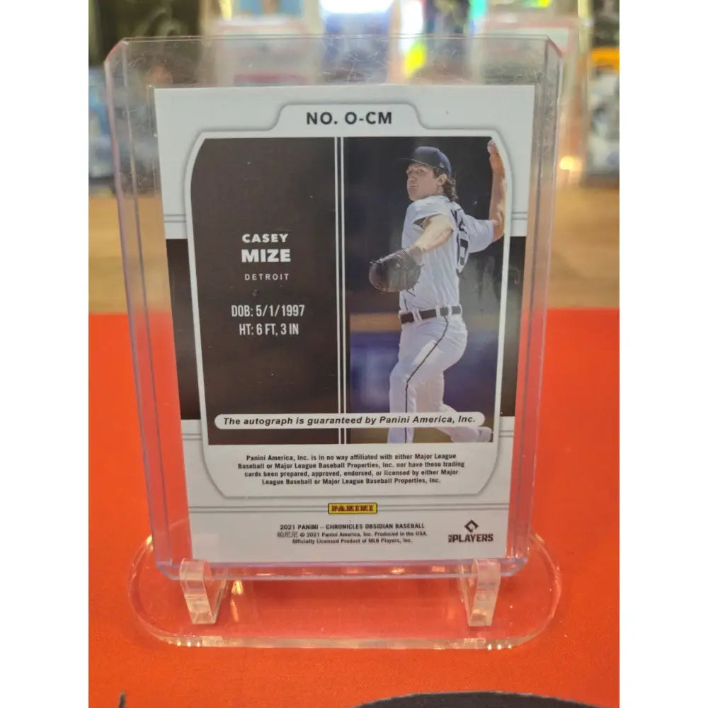 2021 Panini Chronicles Obsidian Autographs Casey Mize #O CM Electric Etch...