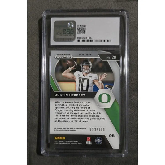 Football trading card encased in a clear plastic slab.