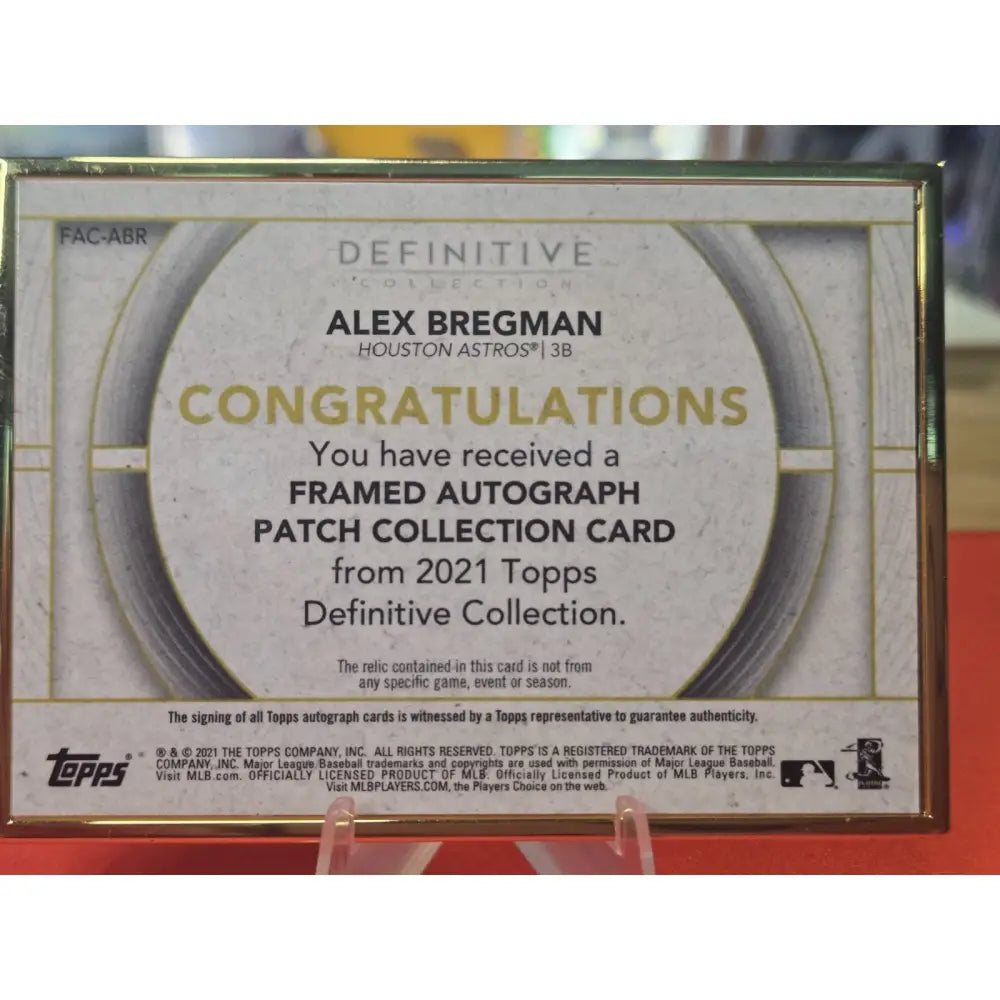 2021 Topps Definitive Collection Framed Autographed Patch Collection Alex...