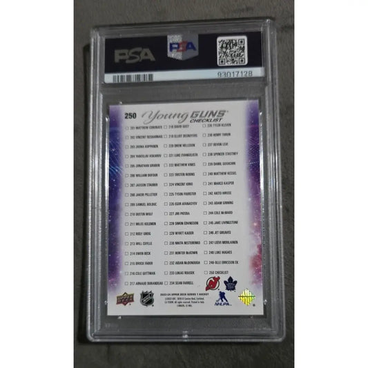 A graded hockey trading card checklist.