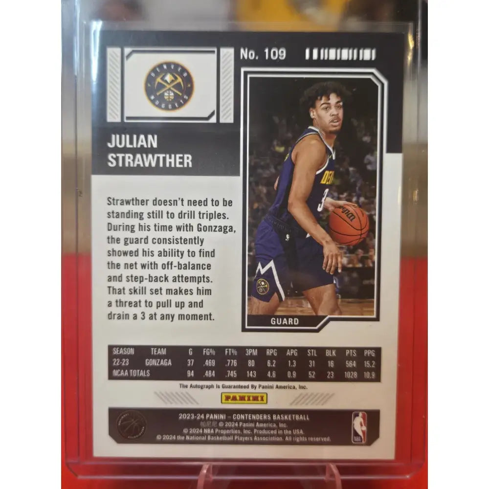 2023 Contenders Optic Playoff Ticket Julian Strawther /99
