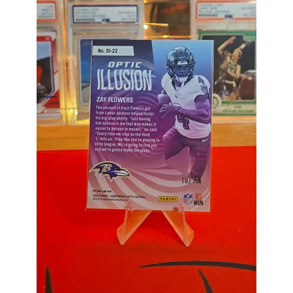 2023 Zay Flowers 10/10 Panini Contenders Optic Illusions Gold Ravens Book End