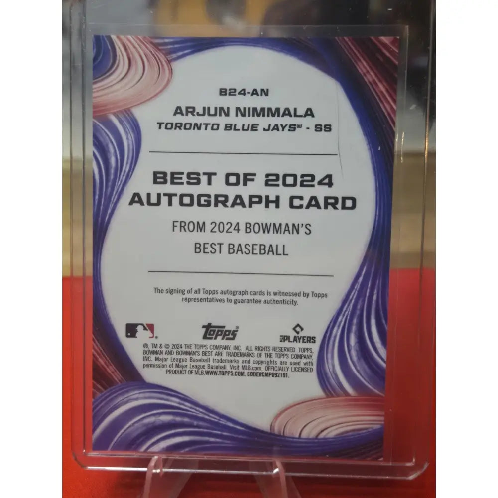2024 Bowman’s Best Best of 2024 Autographs Arjun Nimmala #B24 AN (AU RC)