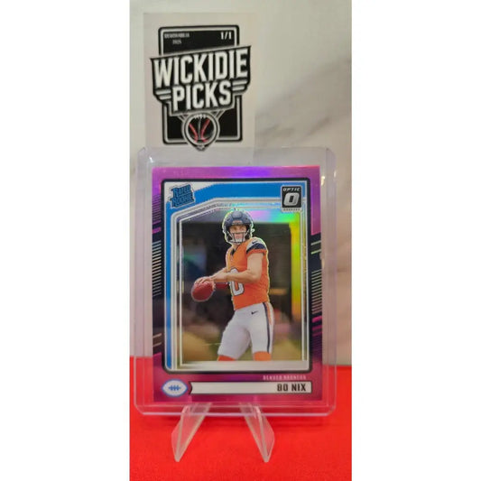 2024 Panini Donruss Rated Rookie Bo Nix #369 Optic Preview Pink Prizm (RC)