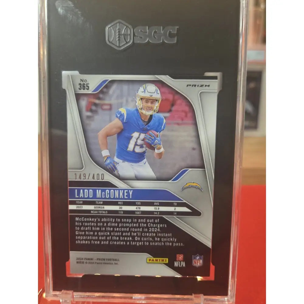 Slabbed football trading card of Ladd McConkey.