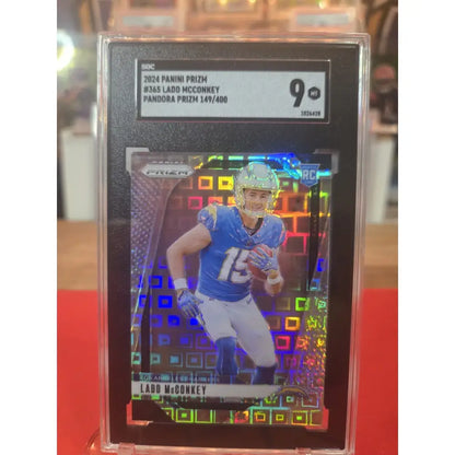Graded 2024 Panini Prizm Ladd McConkey Pandora Prizm football card.