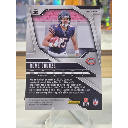 2024 Panini Prizm Rookies Rome Odunze #385 Silver Prizm Autographs (AU RC)