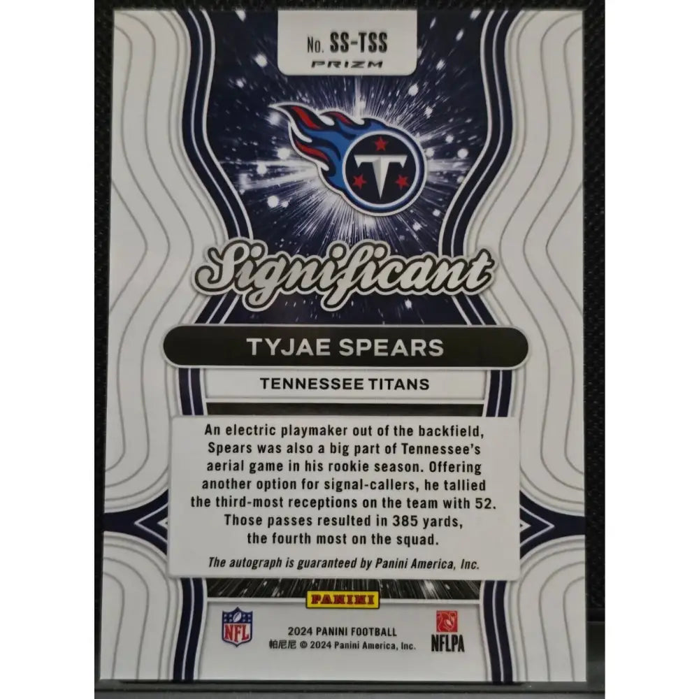 2024 Panini Prizm Significant Signatures #SS TSS Tyjae Spears (AU) Football Card