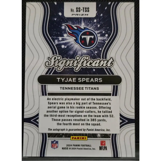 2024 Panini Prizm Significant Signatures #SS TSS Tyjae Spears (AU) Football Card