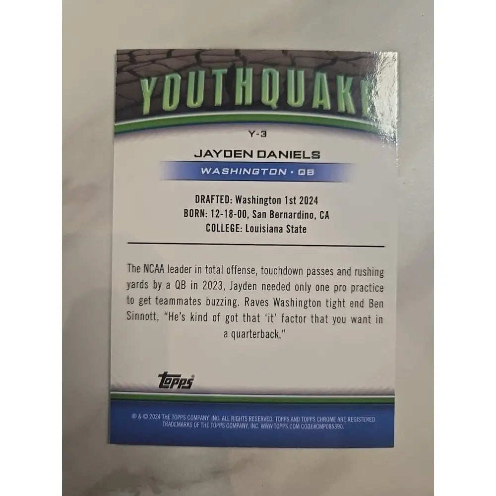 2024 Topps Chrome Youthquake Jayden Daniels