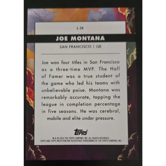 2024 Topps Inception CASE HIT Joe Montana Launch 49ers