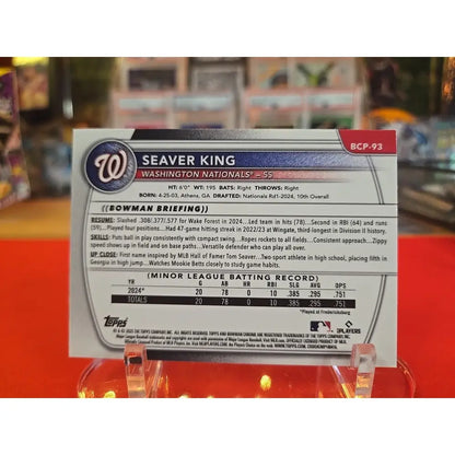 2025 Bowman Chrome Prospects Seaver King #BCP 93 Green Geometric Refractor /99