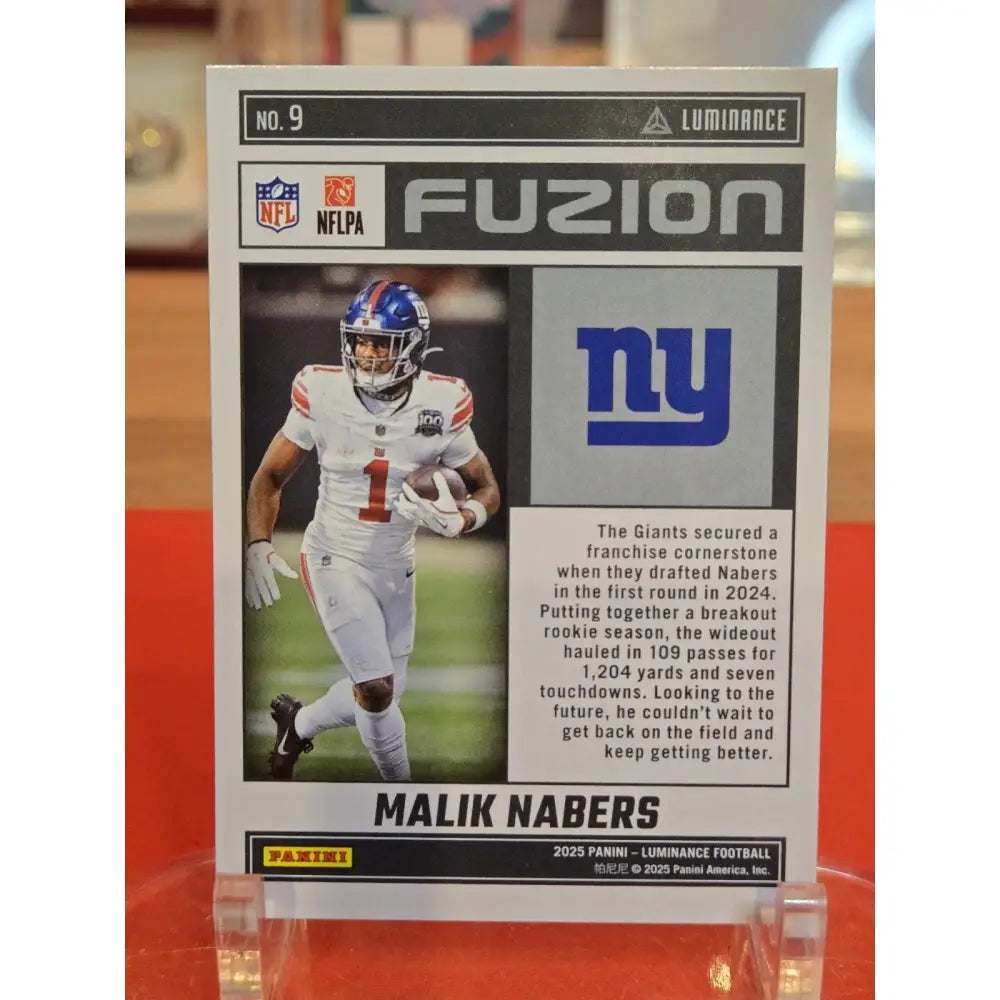 2025 Panini Luminance Fuzion Malik Nabers #9 Football Card