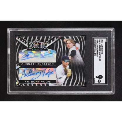 Gunnar Henderson / Anthony Volpe 2023 Leaf Exotic Dual Autographs Crystal Zebra