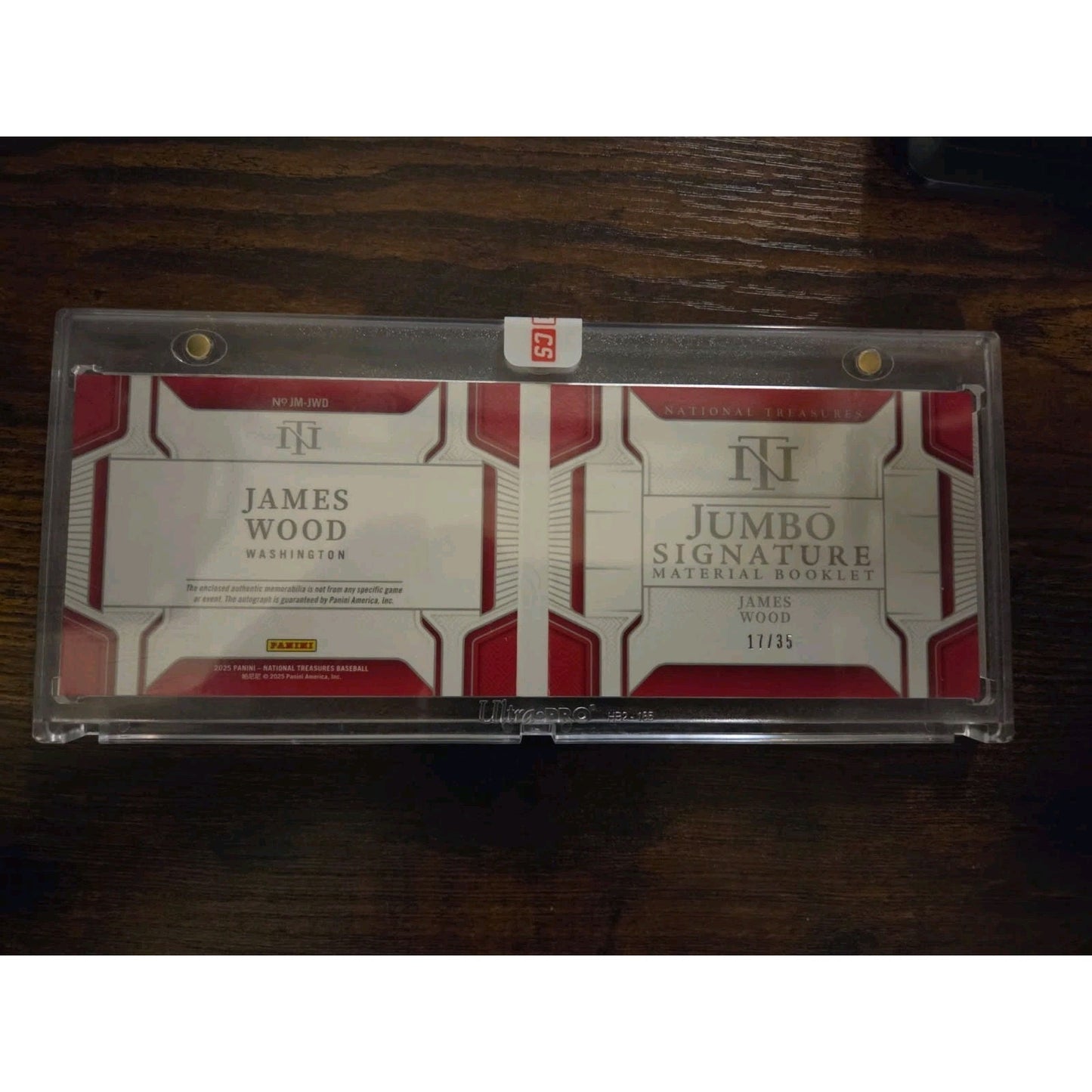 James Wood /35 Patch Auto 2025 National Treasures Jumbo Signature Material Book