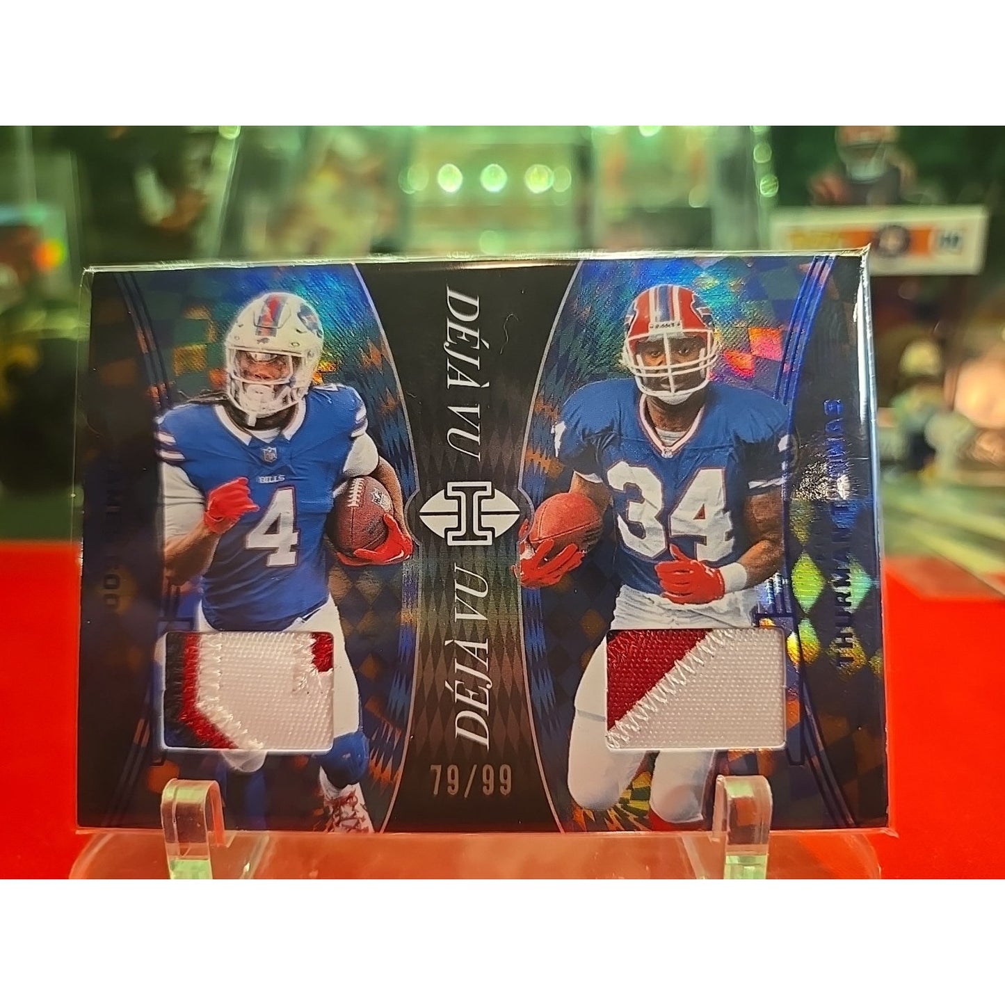2024 Panini Illusions - Déjà Vu Thurman Thomas, James Cook #DV-BUF Blue /99