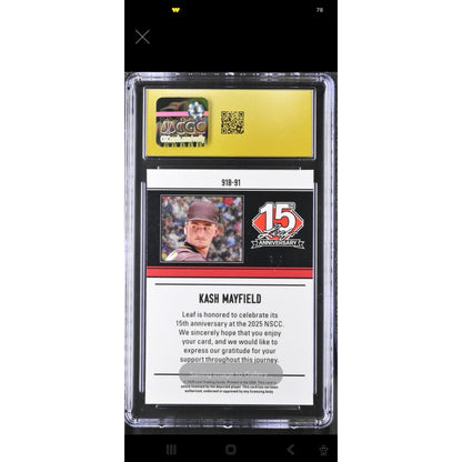 Kash Mayfield 1/1 '91 Leaf Gold Circles Rc 2025 Leaf 15th Anniversary