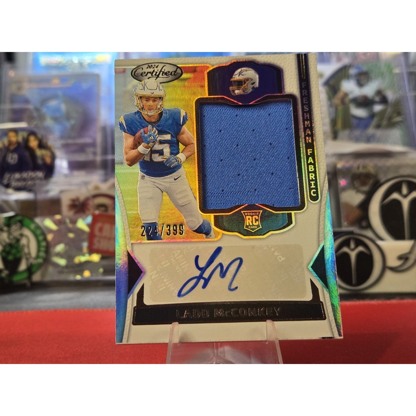 Ladd McConkey /399 Auto 2024 Panini Certified Freshman Fabric Mirror Signatures