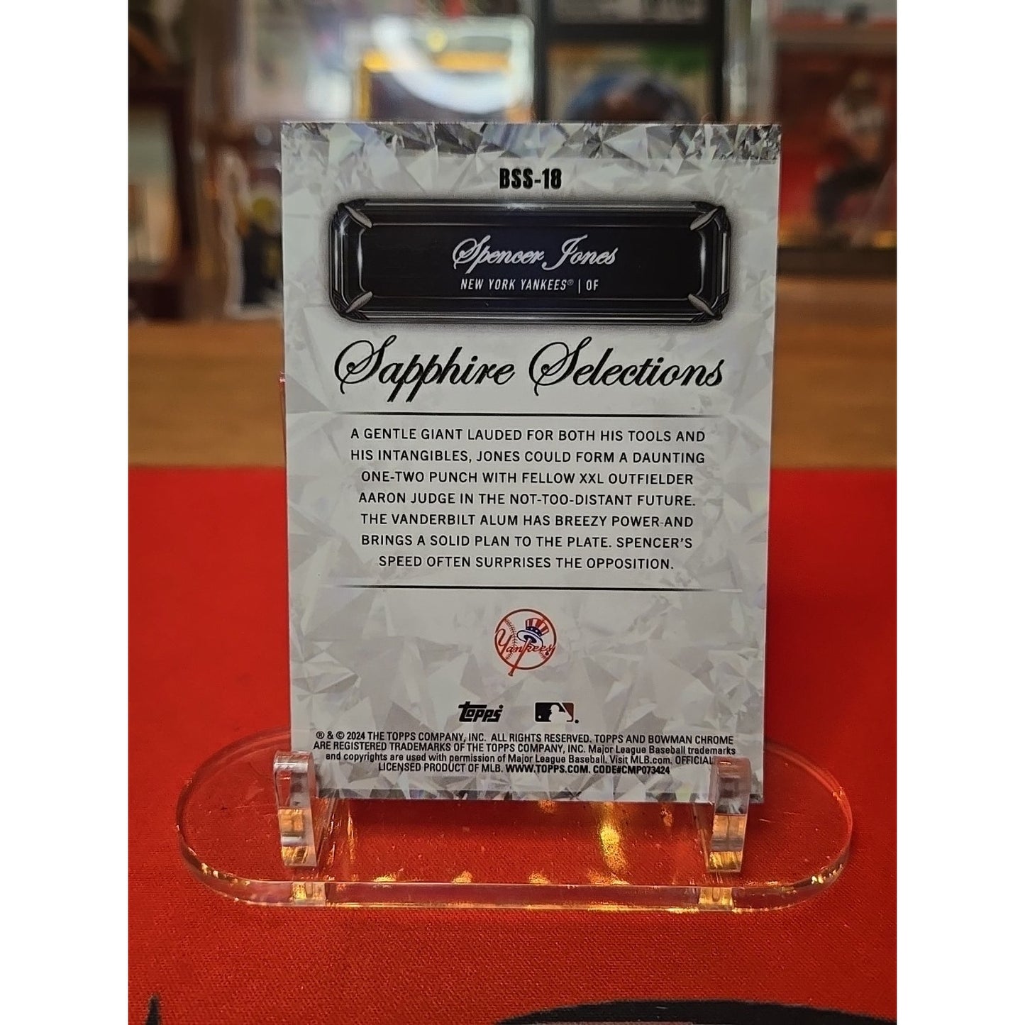 Spencer Jones 2024 Bowman Sapphire Selections #BSS-18 Yankees