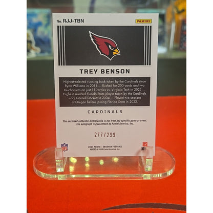 Trey Benson /299 RPA 2024 Panini Obsidian - Rookie Jumbo Jersey Autographs