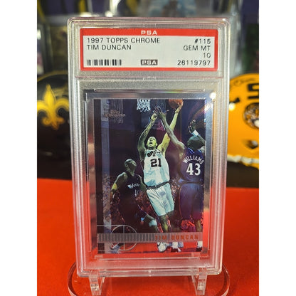 Tim Duncan Rookie PSA 10- 1997 Topps Chrome 115