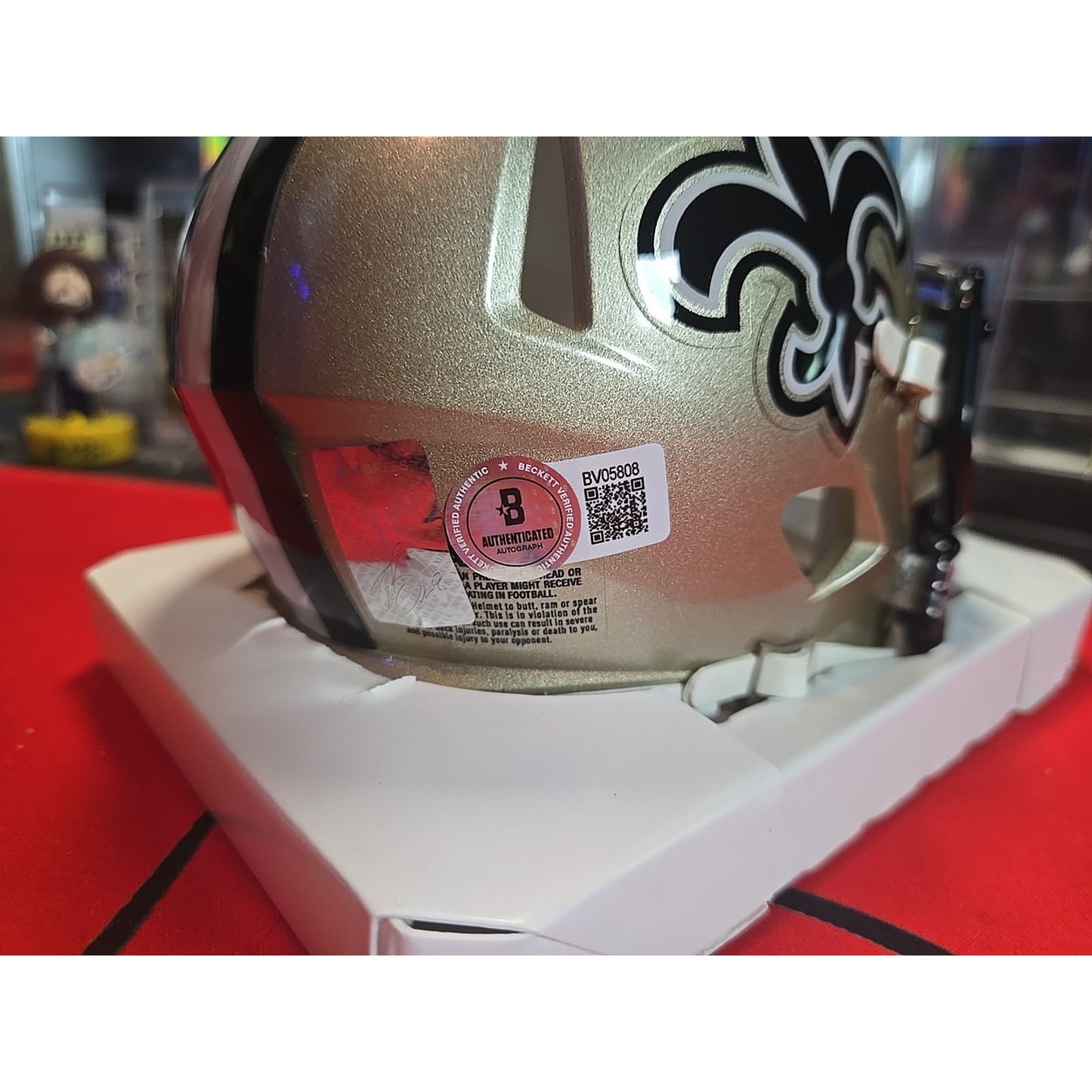 Drew Brees Signed New Orleans Saints Riddell Gold Mini Helmet. Beckett