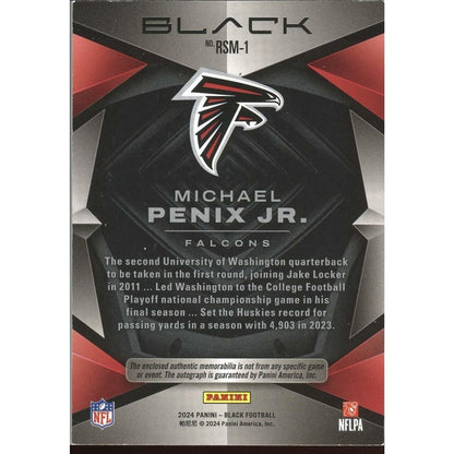 Materials Michael Penix Jr. /50 RPA 2024 Panini Black - Rookie Signature #RSM-1