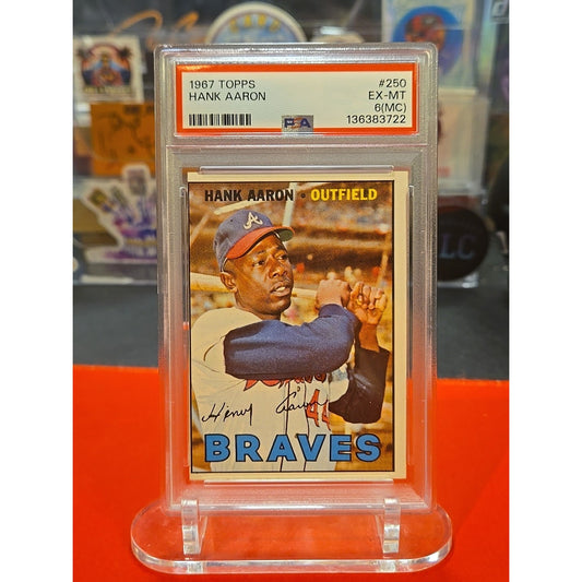 1967 Topps #250: Hank Aaron - Atlanta Braves Graded EX/MT (MC) PSA