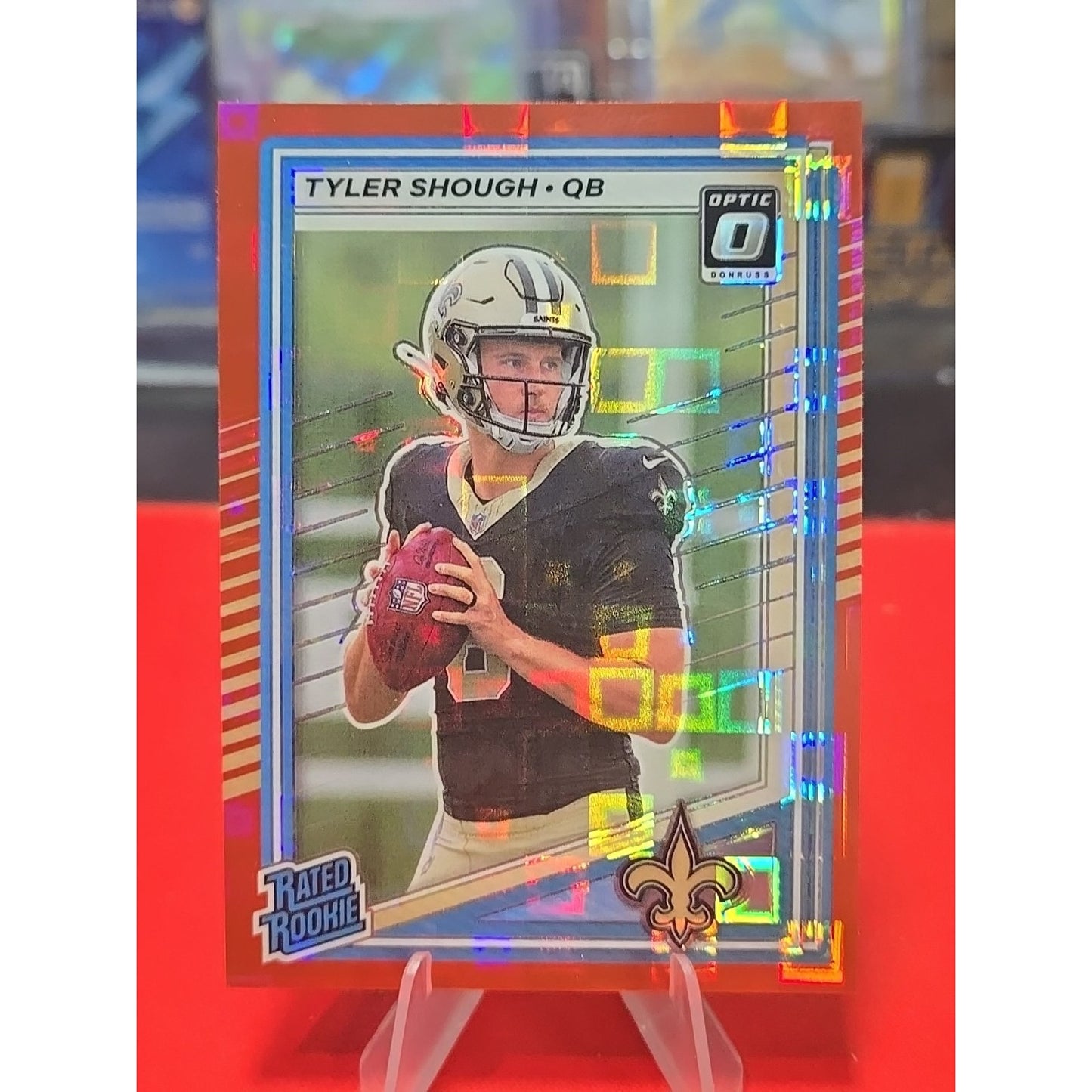 2025 Donruss #304 Tyler Shough Optic Rated Rookies Preview Red Pandora