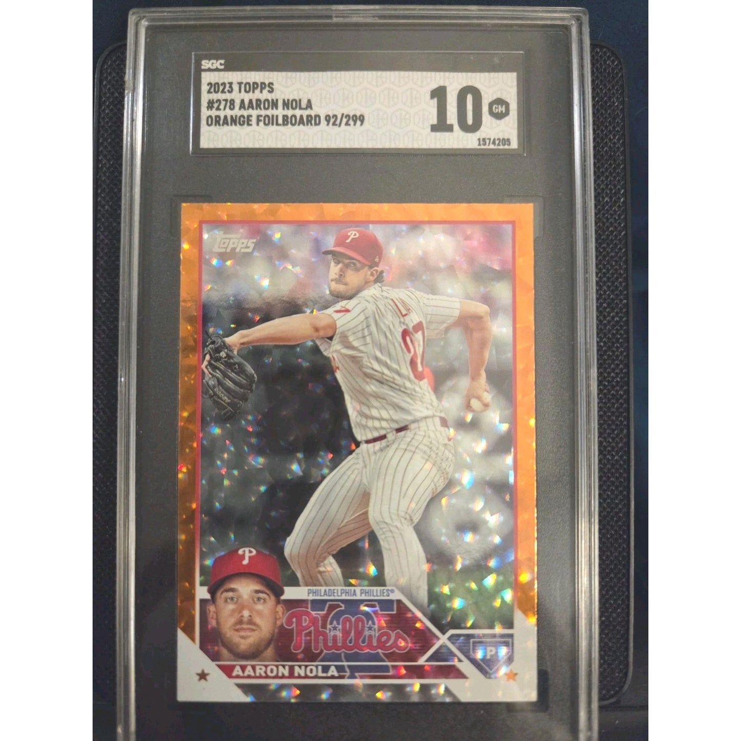 Aaron Nola /299 2023 Topps Series 1 Orange Foilboard SGC 10 - #278