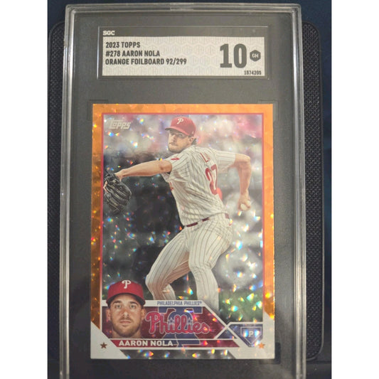 Aaron Nola /299 2023 Topps Series 1 Orange Foilboard SGC 10 - #278