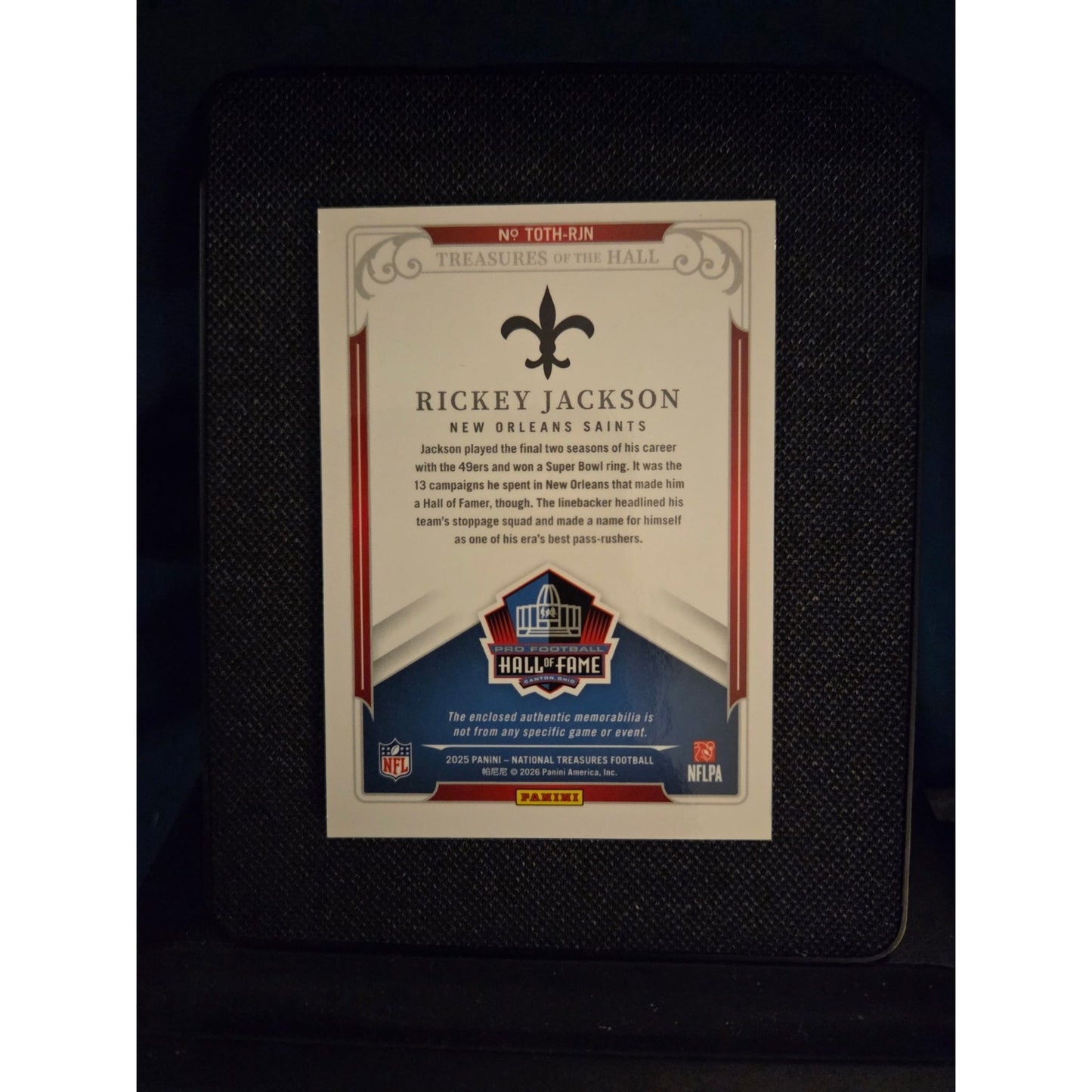 Rickey Jackson /10 Dual 3 Color Patch 2025 Panini National Treasures Saints