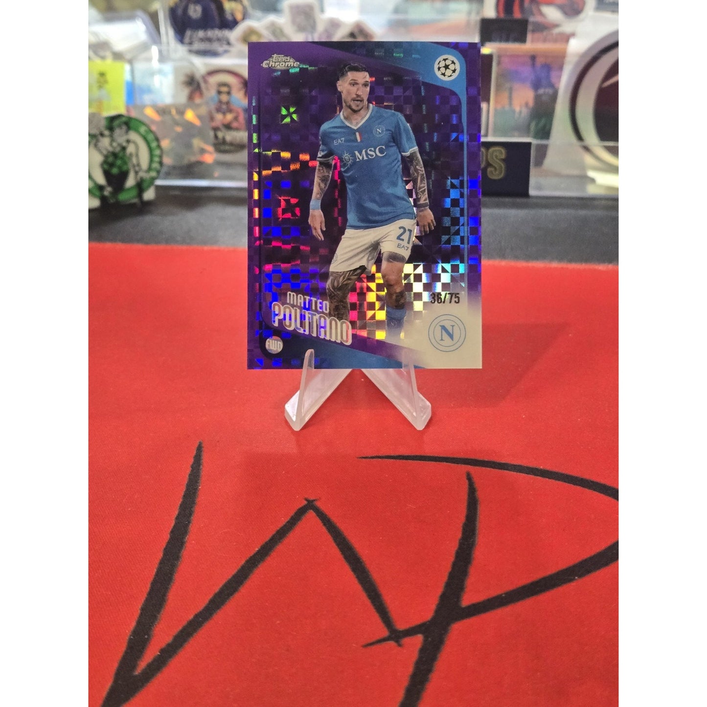 Matteo Politano /75 2025-26 Topps Chrome UCC Napoli Purple Geometric