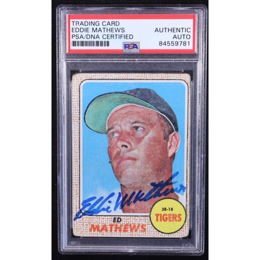 Ed Eddie Matthews 1968 Topps #58 Detroit Tigers PSA/DNA Certified Authentic Auto