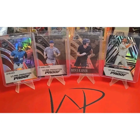 4 Card Lot Press Pass 1/1 Bryce Rainer AJ Garcia PJ Morlando And Max Belyeu