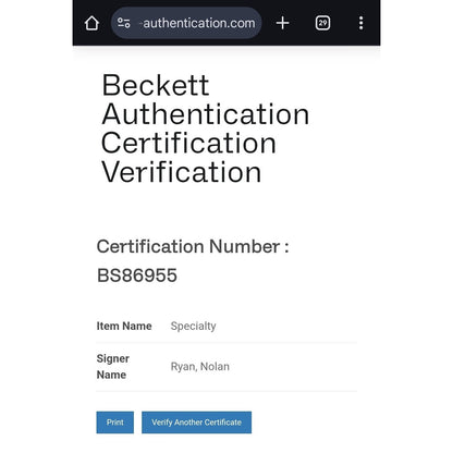 Nolan Ryan autographed Uncut Sheet Of 1991 Pacific Cards Beckett Authenticated