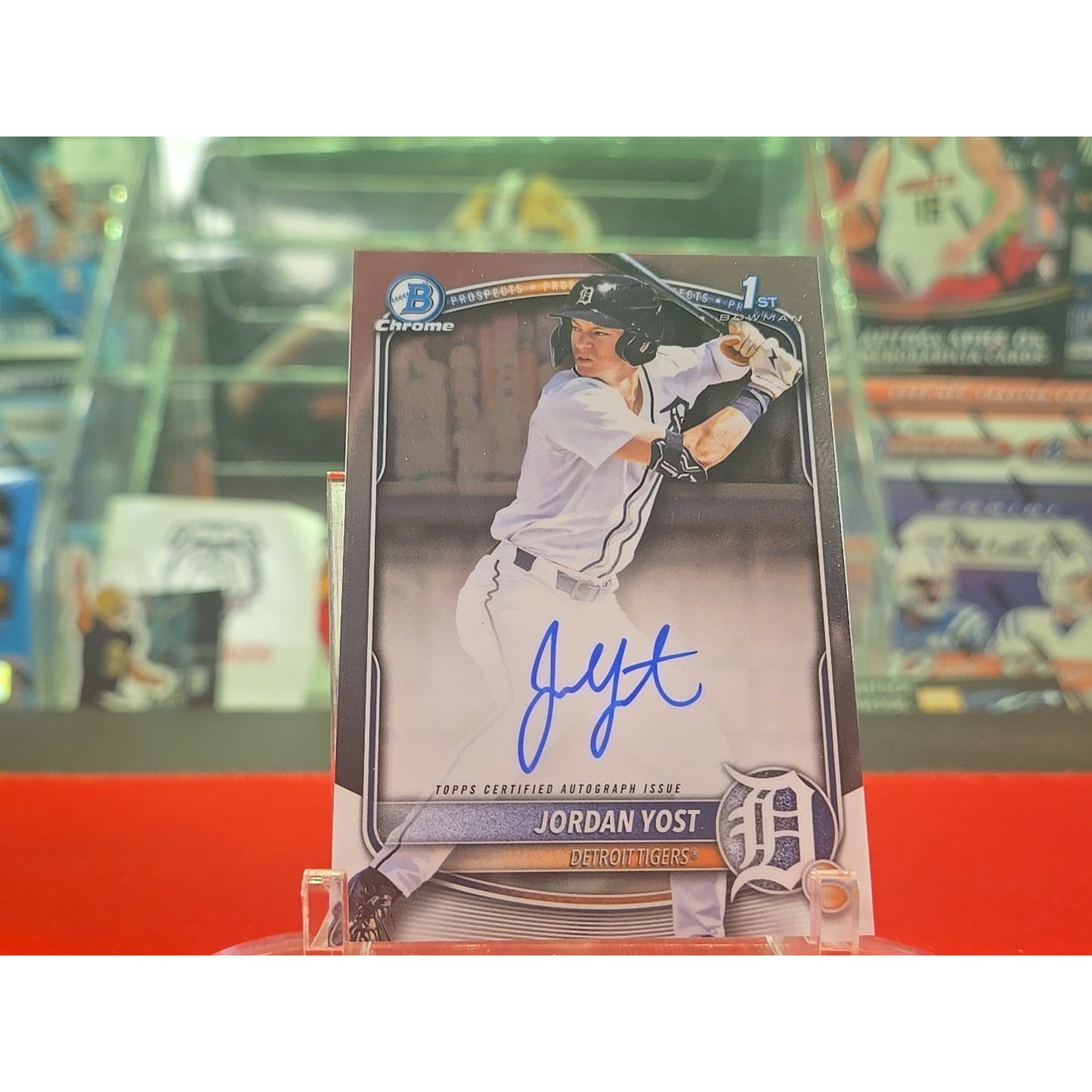 Jordan Yost Auto 2025 Bowman Draft Chrome #CPA-JY 1st Bowman Tigers RD 1 Pick