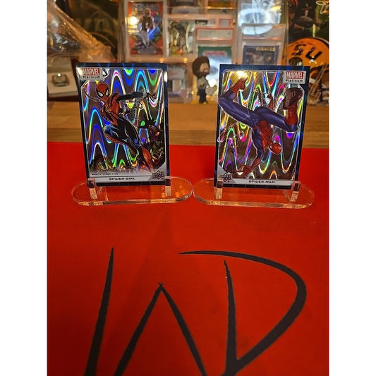 Spider Man And Spider Girl /799 Teal Wave 2023 Upper Deck Marvel Platinum Gemmt