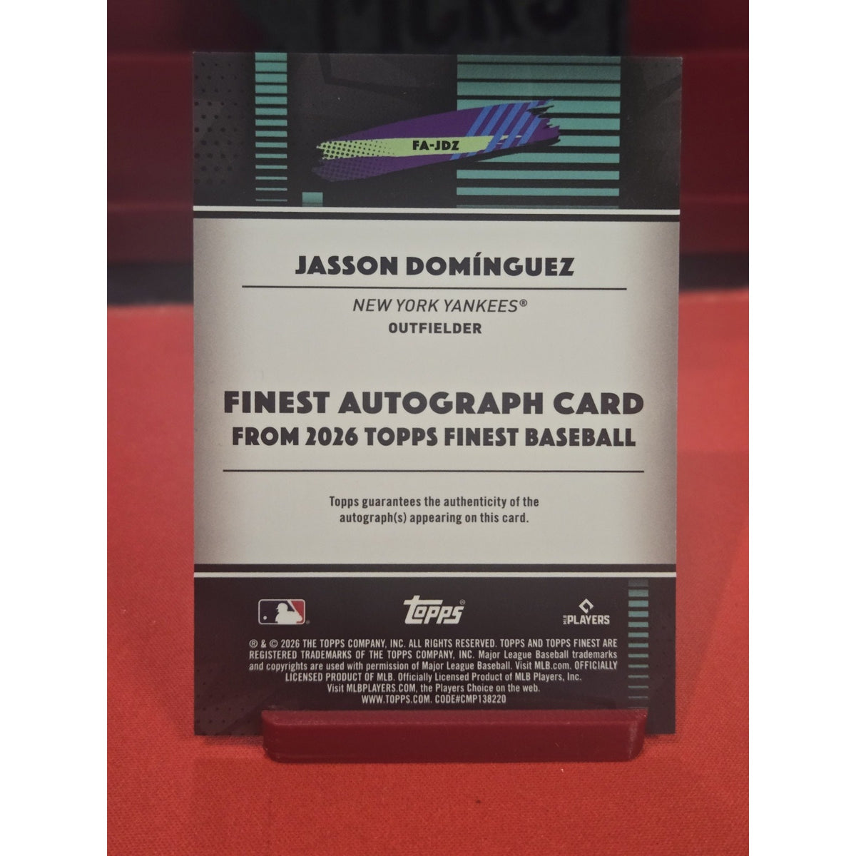 2026 Topps Finest Jasson Dominguez Orange Refractor Auto Autograph #13/25